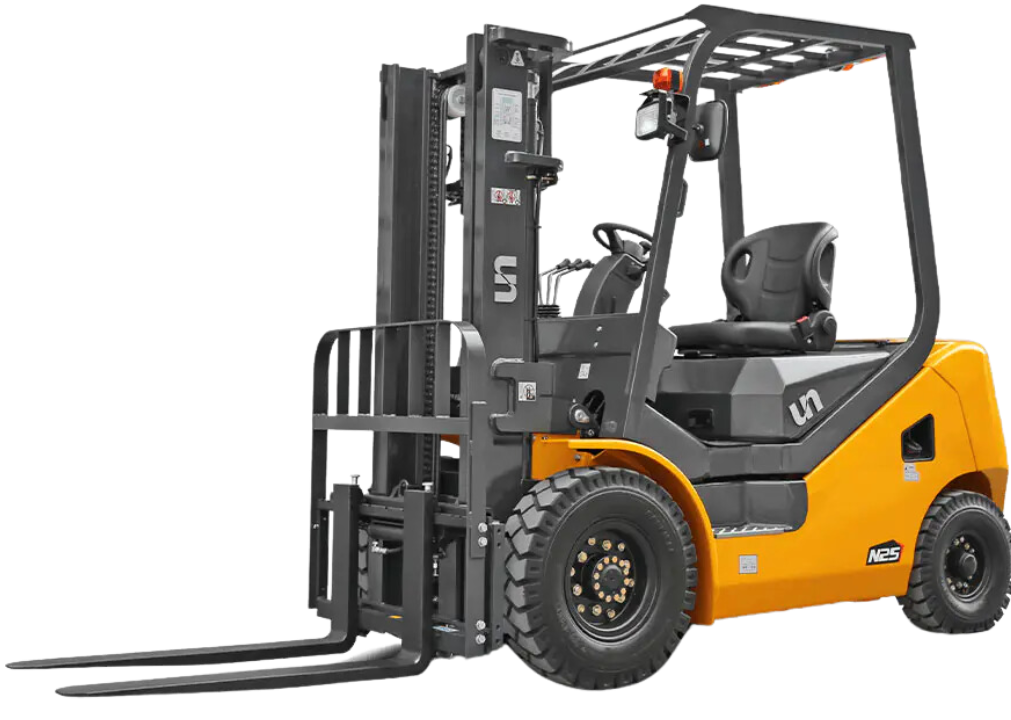 a forklift with a black background