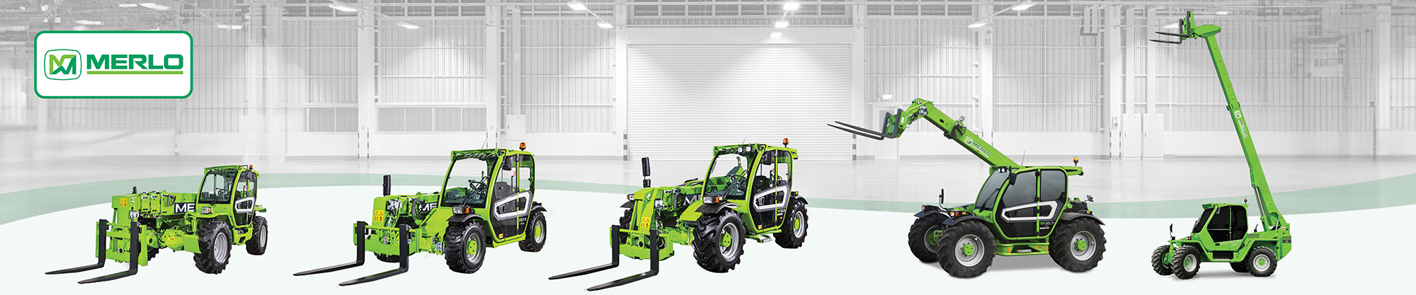 a green forklift in a warehouse