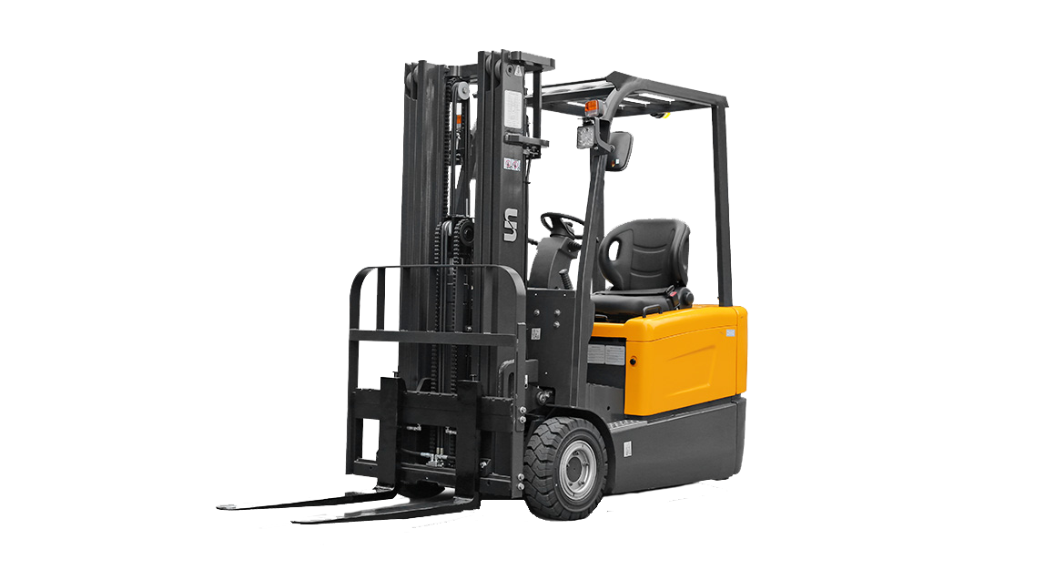 a forklift with a black background